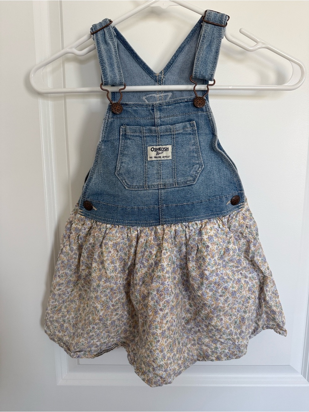 OshKosh B'gosh Girls Denim Floral Overall Dress - Blue